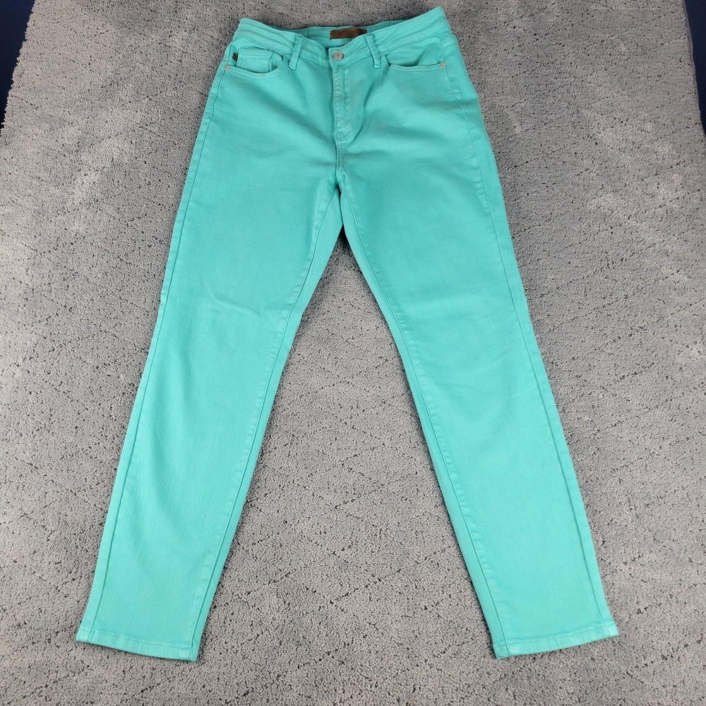 Judy Blue Jeans Womens 9/29 Turquoise Skinny Ankle High Rise Slimming Stretch‎